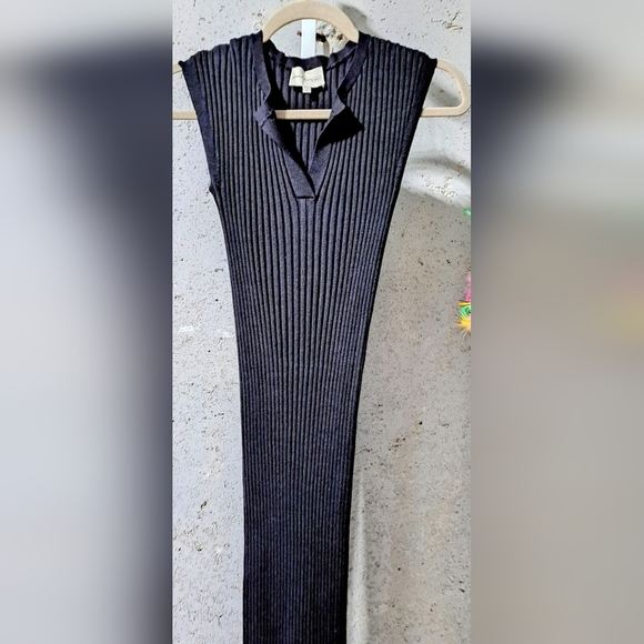 #098 Sz XS Maxi Dress - Freshman1996  Black Ribbed Knit - Picture 13 of 14